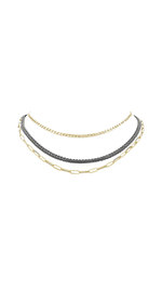 Braided&Multi Chain Necklace-Hematite/Gold