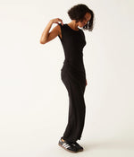 Calliope Power Shoulder Maxi Dress-Black
