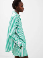Thick Striped Relaxed Popover-Jelly Bean/Linen White