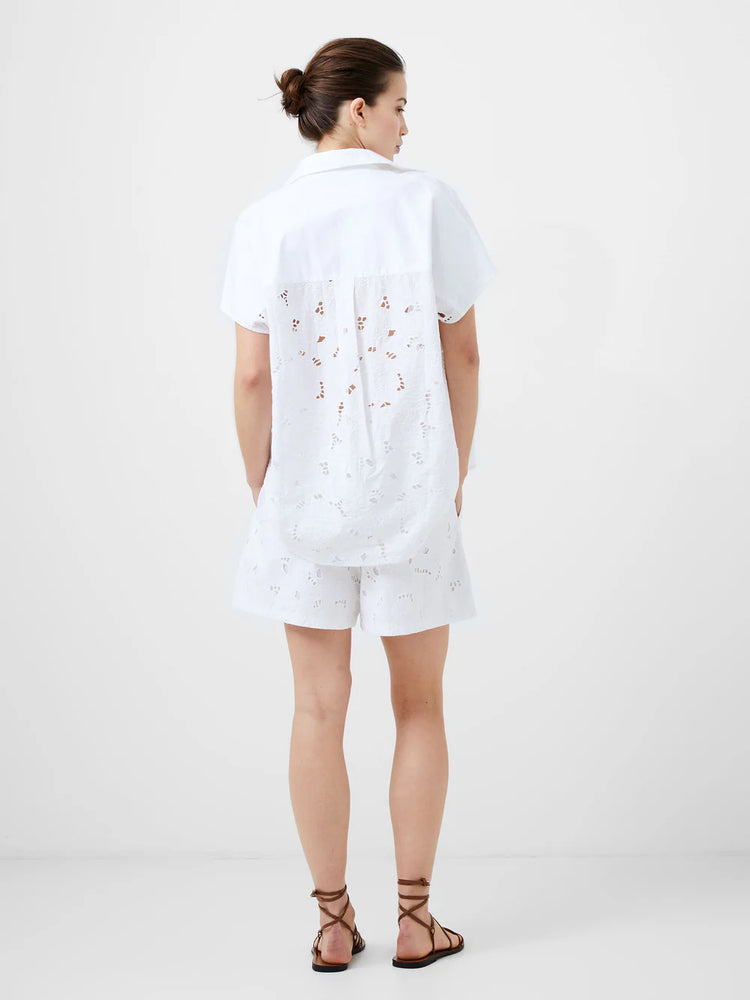 Cele Sleeveless Embroidery Top-Linen White
