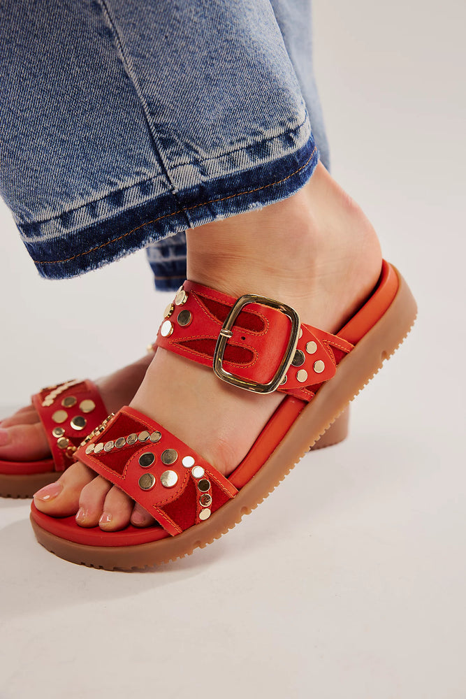 Revelry Studded Sandal-Persimmon