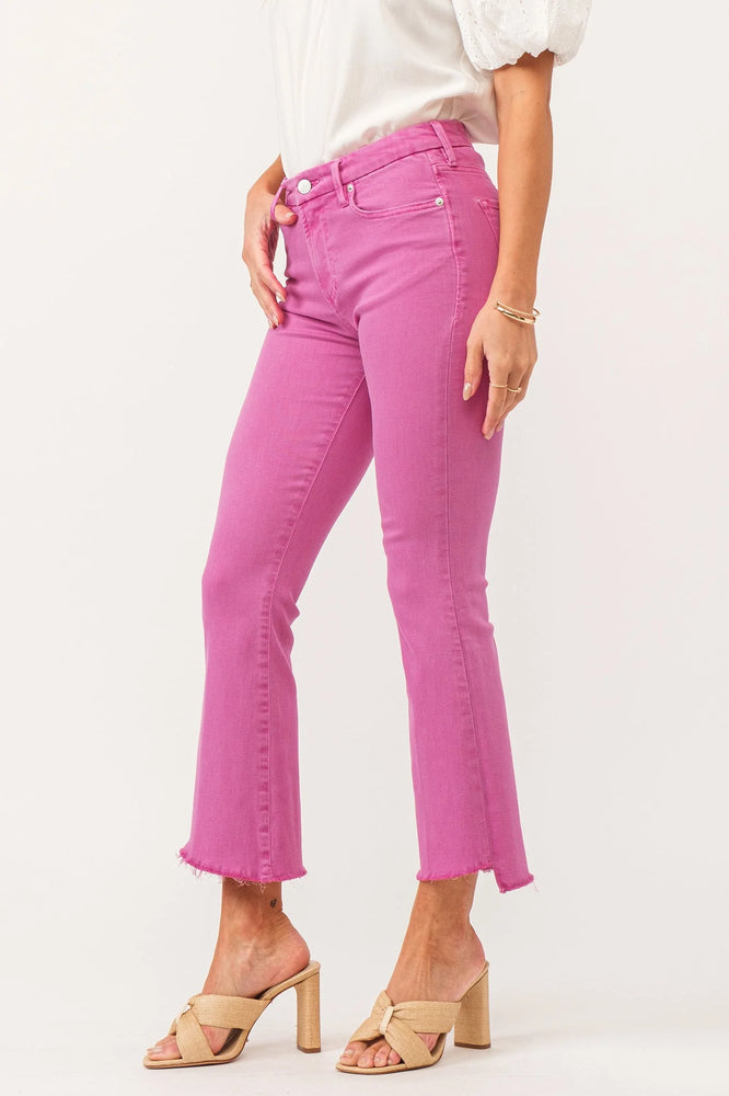 Jeanne High Rise Cropped Flare Jeans-Carnation Pink