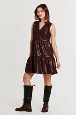 Helena Sleeveless Dress-Mahogany Woods Vegan Leather FINAL SALE