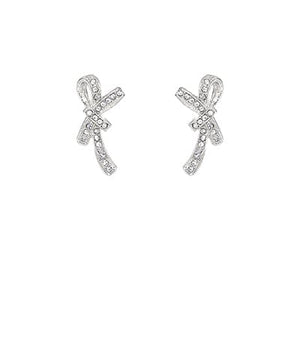 Pave Casting Bow Earrings-Silver