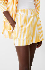 Stripe Shirting Shorts-Banana Linen