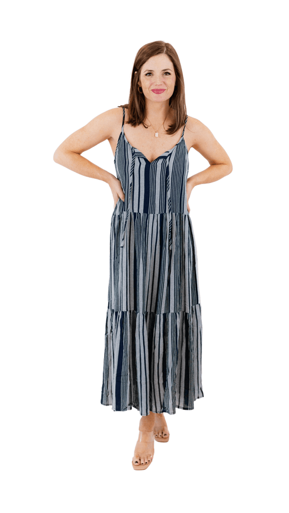 Blair Striped Midi Dress - Midnight Blue