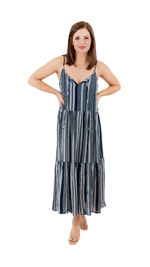 Blair Striped Midi Dress - Midnight Blue FINAL SALE