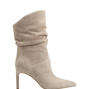 Angi Pointy Toe Stiletto Bootie-Taupe Suede