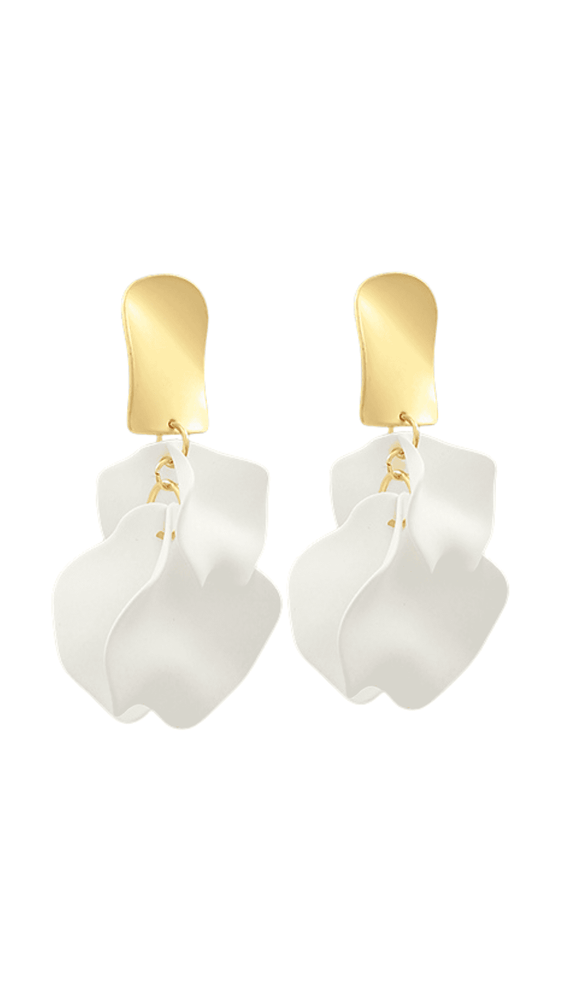 Petal Earrings-White/Gold