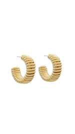 Omega Texture Metal Hoops-Gold