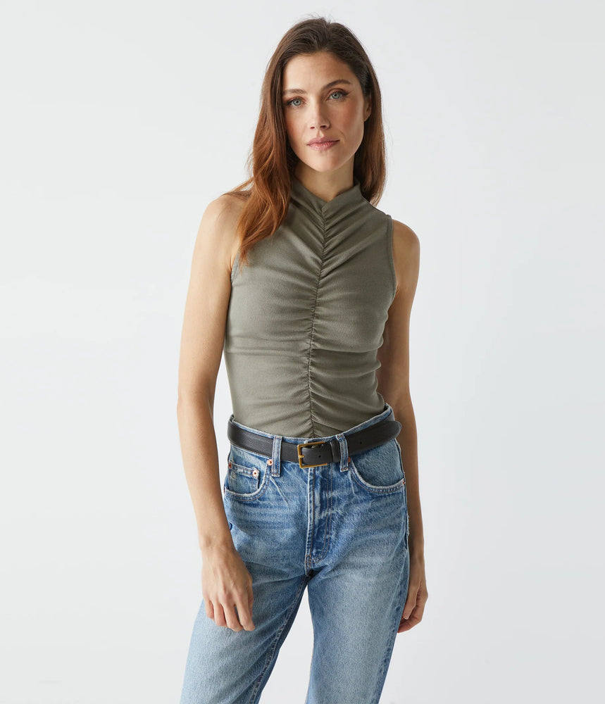 Monet Ruched Tank-Olive
