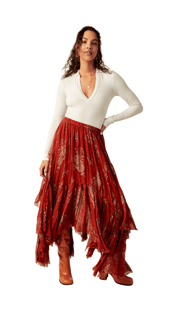 Printed Clover Skirt-Rust Combo