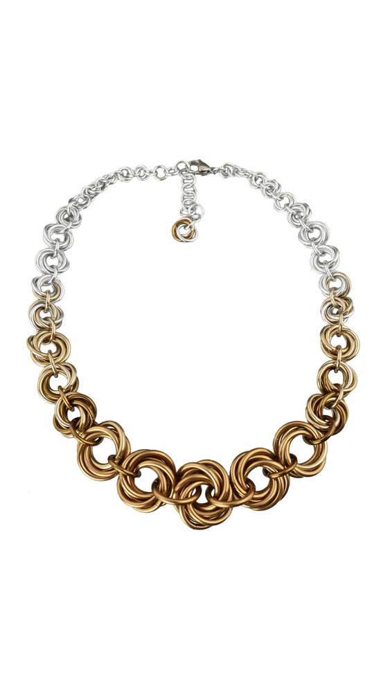 Knotted Metal Graduated Necklace-Granite