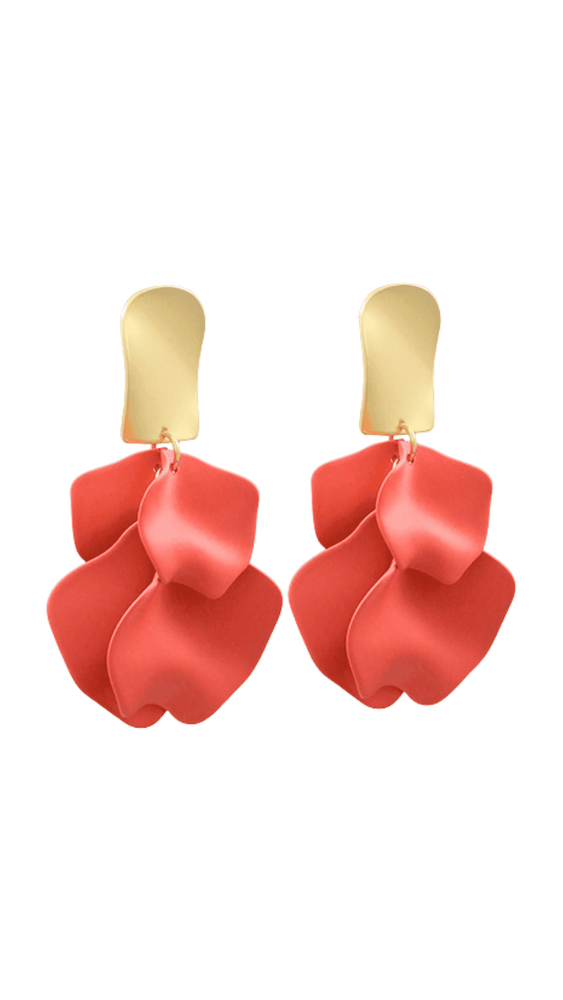 Petal Earrings-Coral/Gold