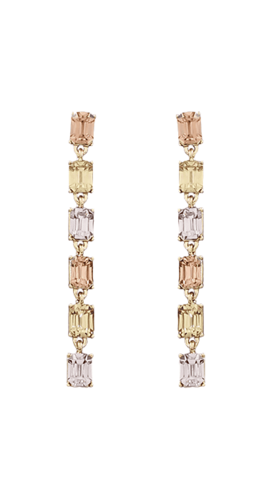 Crystal Drop Earrings-Peach/Gold