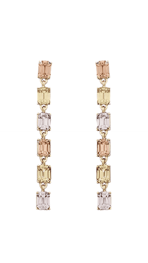 Crystal Drop Earrings-Peach/Gold