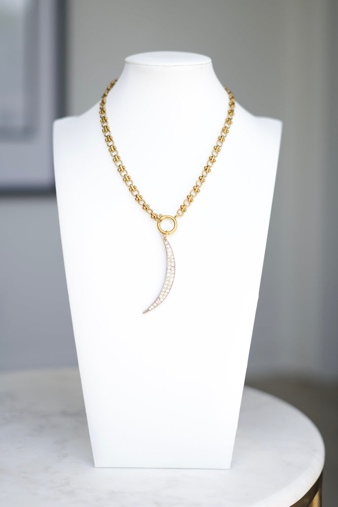 Vintage Crescent Moon Necklace BA197