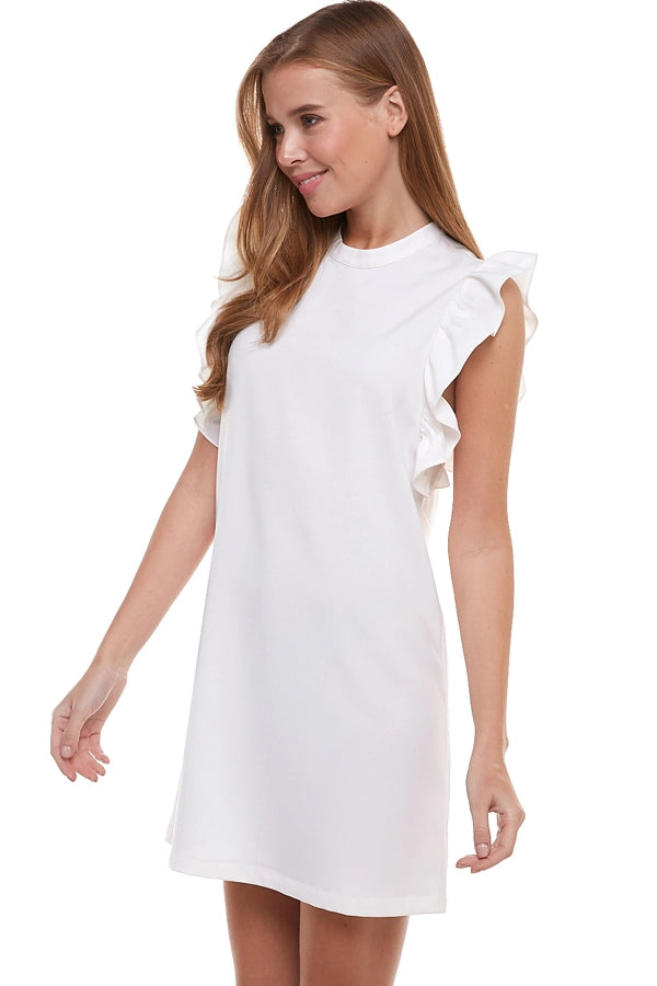 Ruffled Sleeved Dress - White