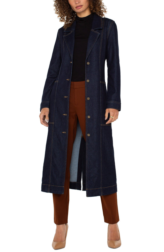 Notch Duster Jacket Denim-Indigo Wash