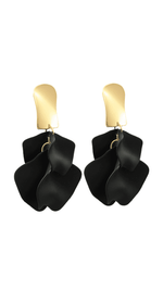 Petal Earrings-Black/Gold