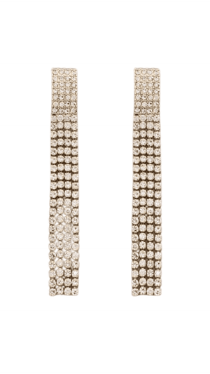 Rhinestone Tassel Earrings-Clear/Gold