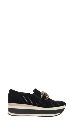 Jhenee Perforated Sneakers- Onyx Suede