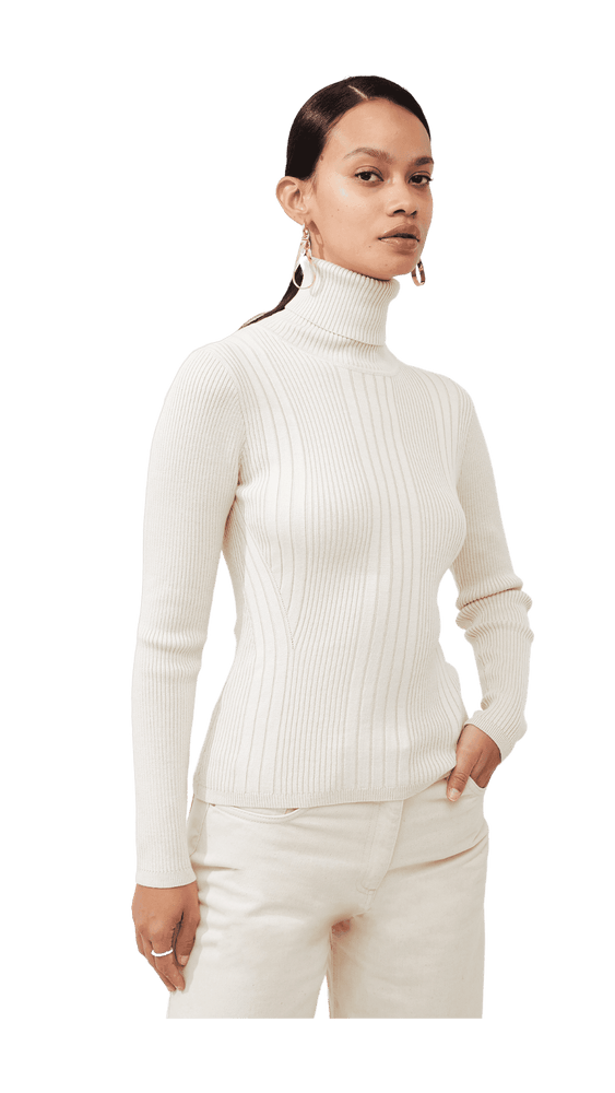Mari High Neck Sweater-Classic Cream Multi