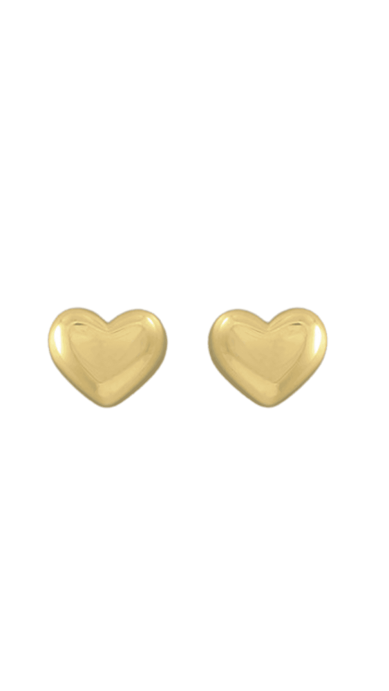 Puffy Heart Brass Earrings
