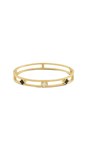 Clover Onyx Bracelet-Gold