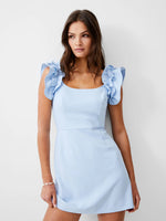 Whisper Sleeveless Ruffle Shoulder Dress-Cashmere Blue
