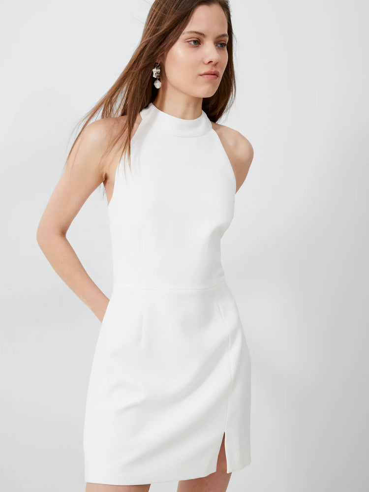 Whisper Racer Neck Dress-Summer White