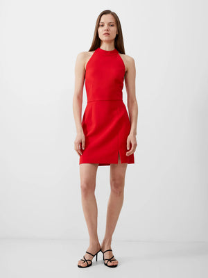 Whisper Racer Neck Dress-True Red