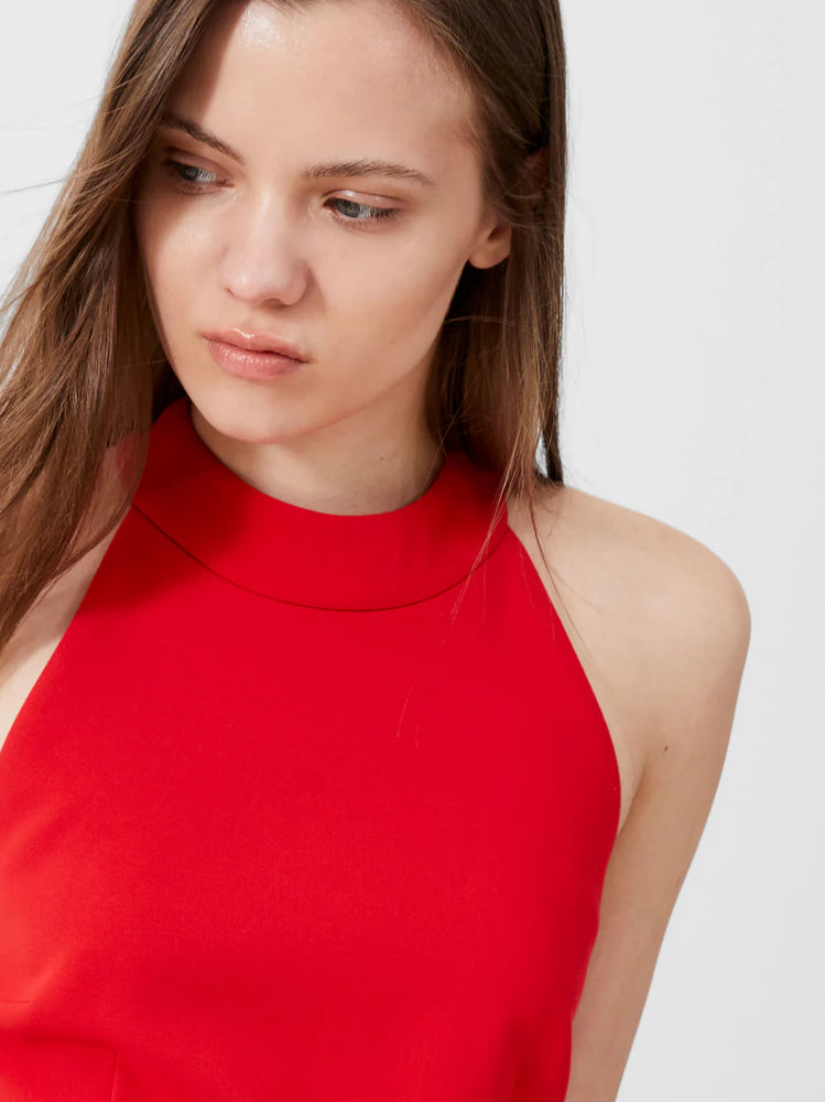 Whisper Racer Neck Dress-True Red