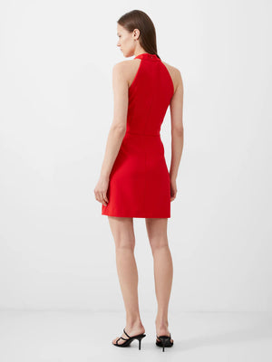 Whisper Racer Neck Dress-True Red