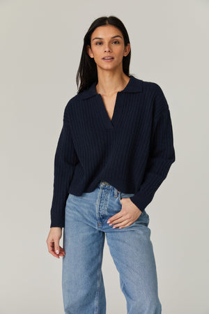 Vhari Collar Sweater-Marine