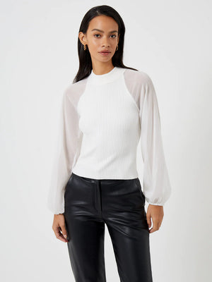 Melody High Neck Top-Summer White