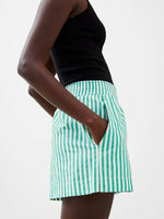 Stripe Shirting Shorts-Jelly Bean/Linen White