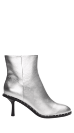 Costa Studded Leather Booties-Silver