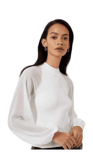 Melody High Neck Top-Summer White