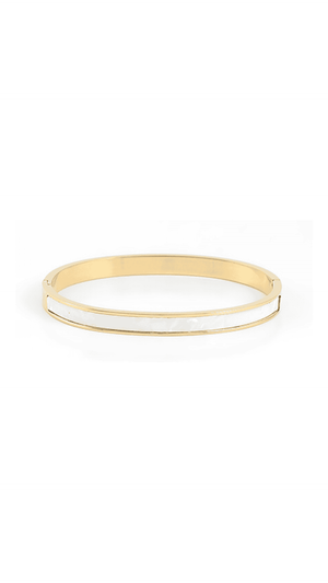 Stainless Steel Bracelet-White Opal/Gold