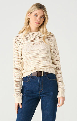 Mockneck Crochet Sweater-Ecru FINAL SALE