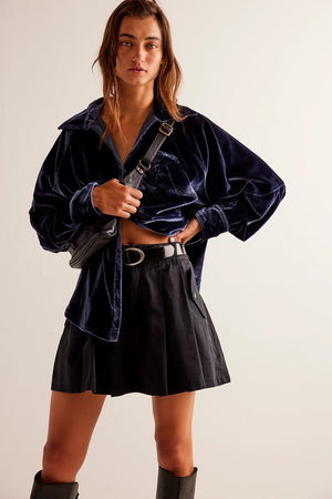 Night Skies Velvet Top-Navy
