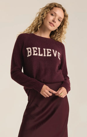 Lizzy Believe Sweater-Berry Wine