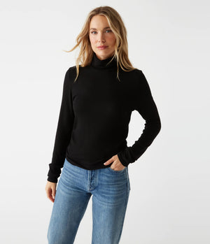 Tara Crop Turtleneck-Black