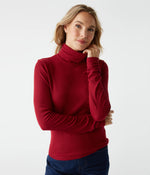 Tara Crop Turtleneck-Carmine