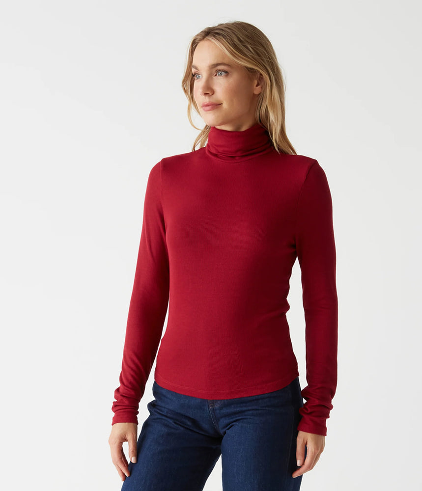 Tara Crop Turtleneck-Carmine