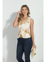 Shirred Sleeveless Tank-Caramel TD