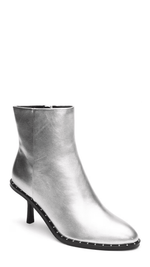 Costa Studded Leather Booties-Silver