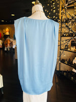 Boxy Hi-Low Elastic Blouse-Blue FINAL SALE