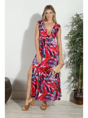 V-Neck Maxi Dress-Palmera